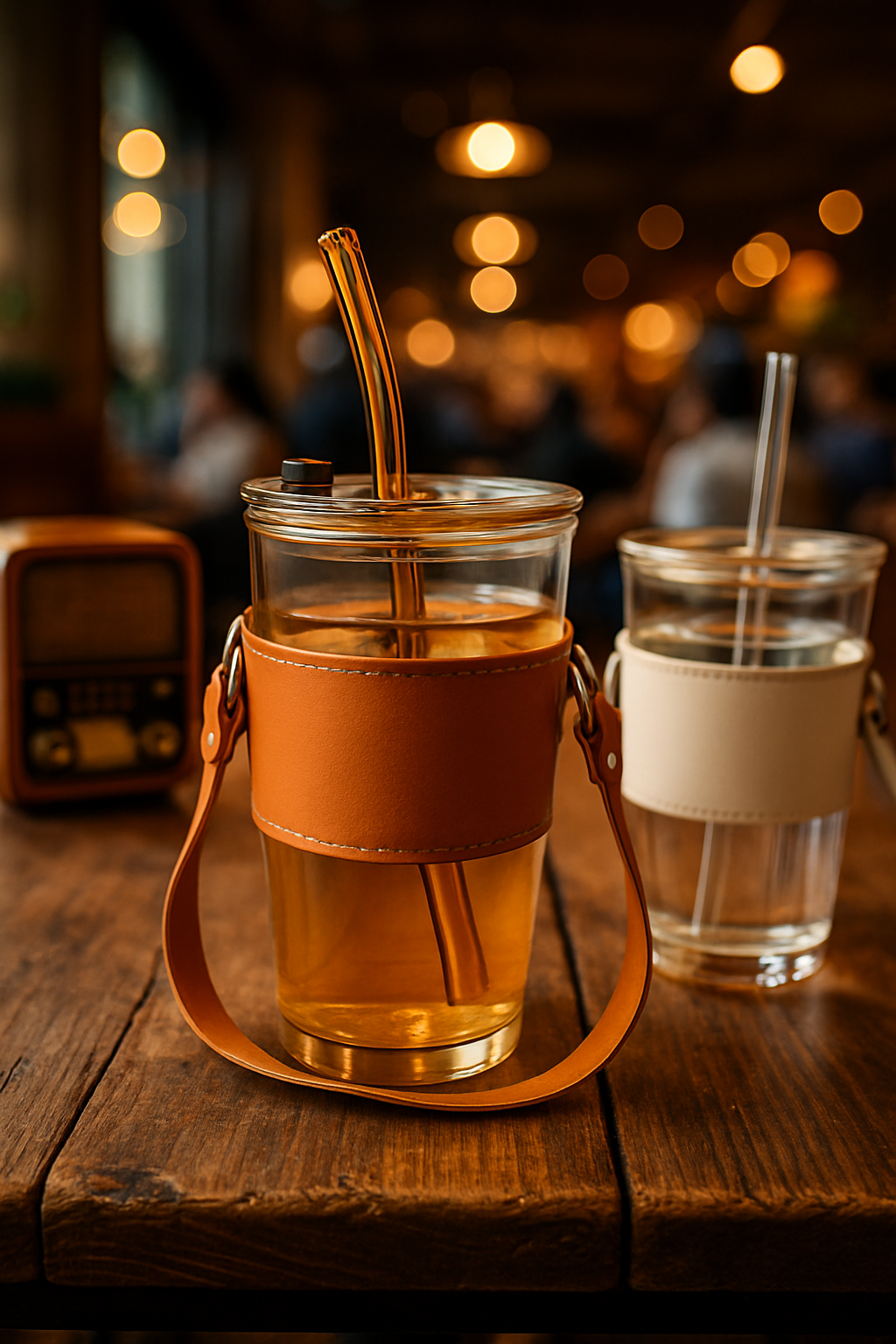 Premium Glass Tumbler with Straw & Lid – Iced Tea, Juice, Coffee Friendly (non-customizable)